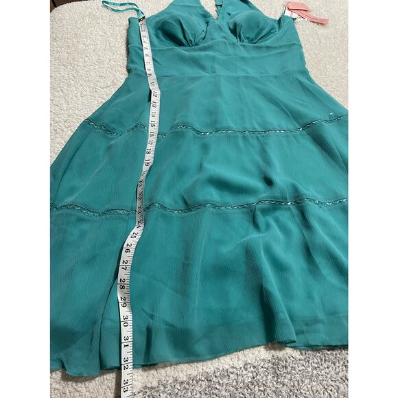 Philip Decaprio Women's Size 14 Halter Neck Tiered Dress Green Y2K - Picture 5 of 16